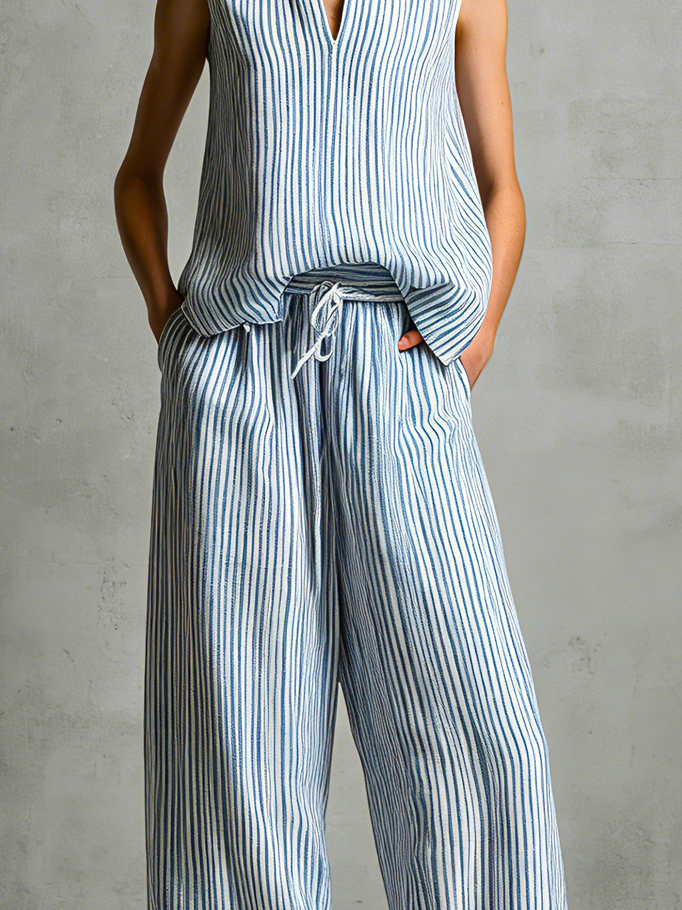 ✨ Livia | Completo con Pantaloni Palazzo a Righe ✨