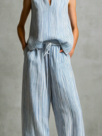 ✨ Livia | Completo con Pantaloni Palazzo a Righe ✨