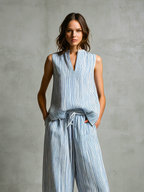 ✨ Livia | Completo con Pantaloni Palazzo a Righe ✨