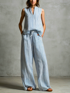 ✨ Livia | Completo con Pantaloni Palazzo a Righe ✨