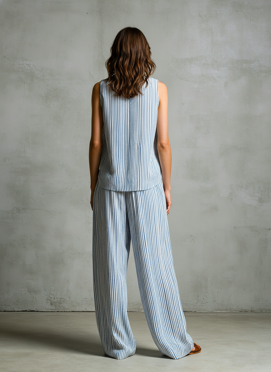 ✨ Livia | Completo con Pantaloni Palazzo a Righe ✨