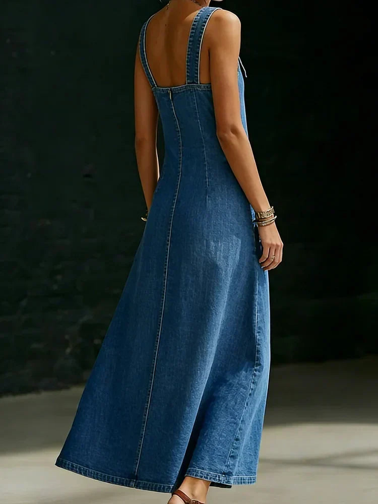 ✨ Vera™ | Abito Lungo in Denim con Bottoni ✨