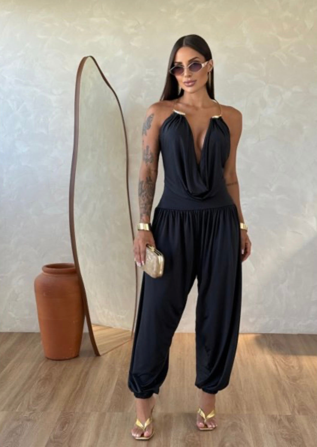 Gioia™ | Tuta Drappeggiata Elegante – Fascino Senza Tempo