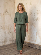 ✨ Sienna™ | Completo in Lino con Top e Pantaloni 🇮🇹.