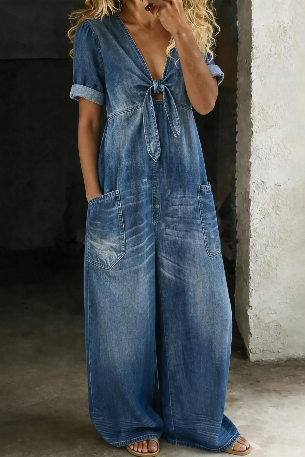 ✨ Maya™ | Tuta in Denim con Scollo a V ✨