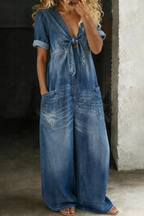 ✨ Maya™ | Tuta in Denim con Scollo a V ✨