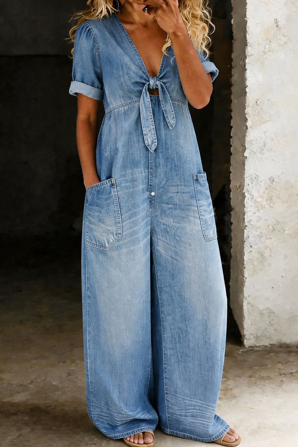 ✨ Maya™ | Tuta in Denim con Scollo a V ✨