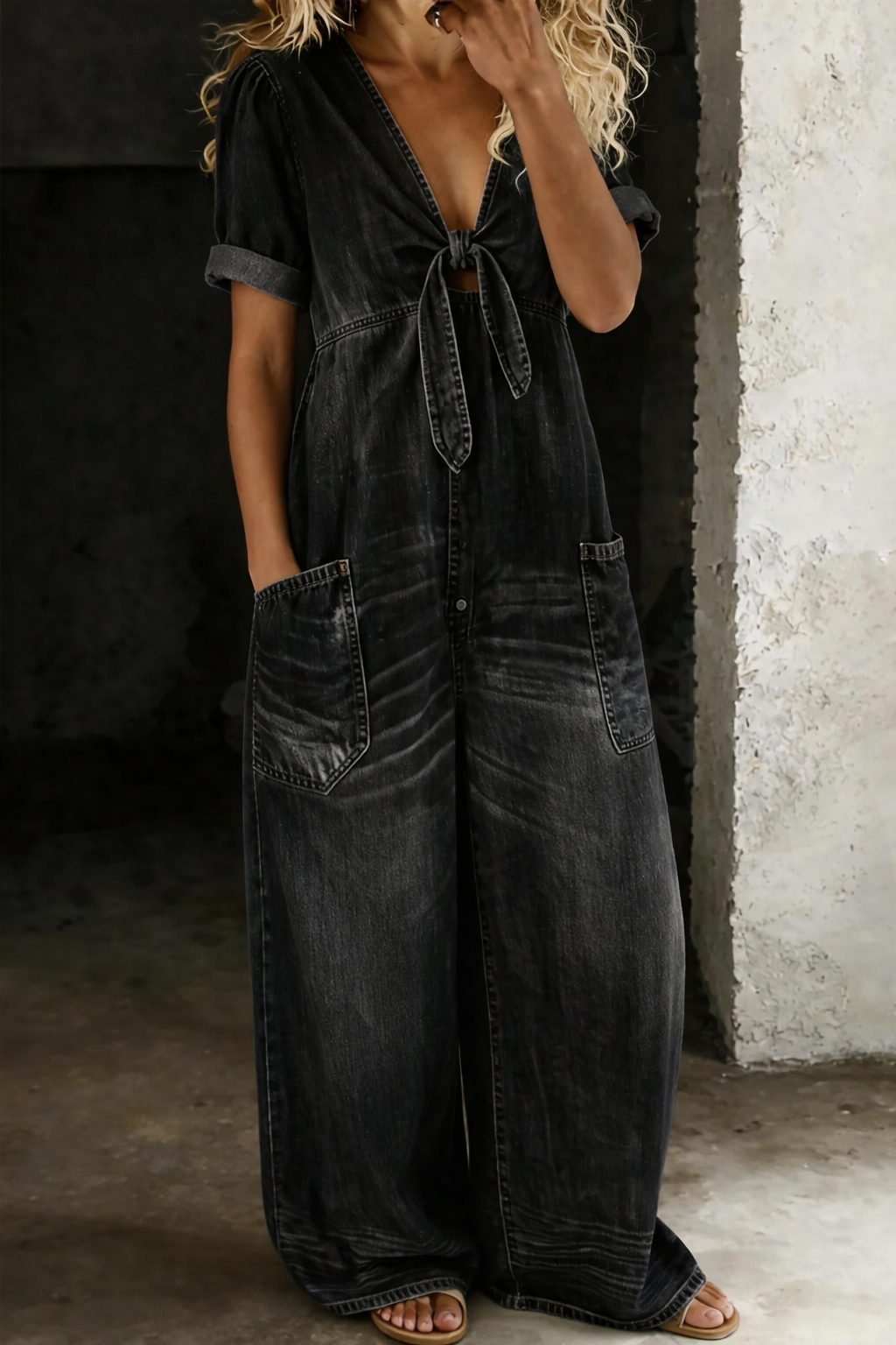 ✨ Maya™ | Tuta in Denim con Scollo a V ✨