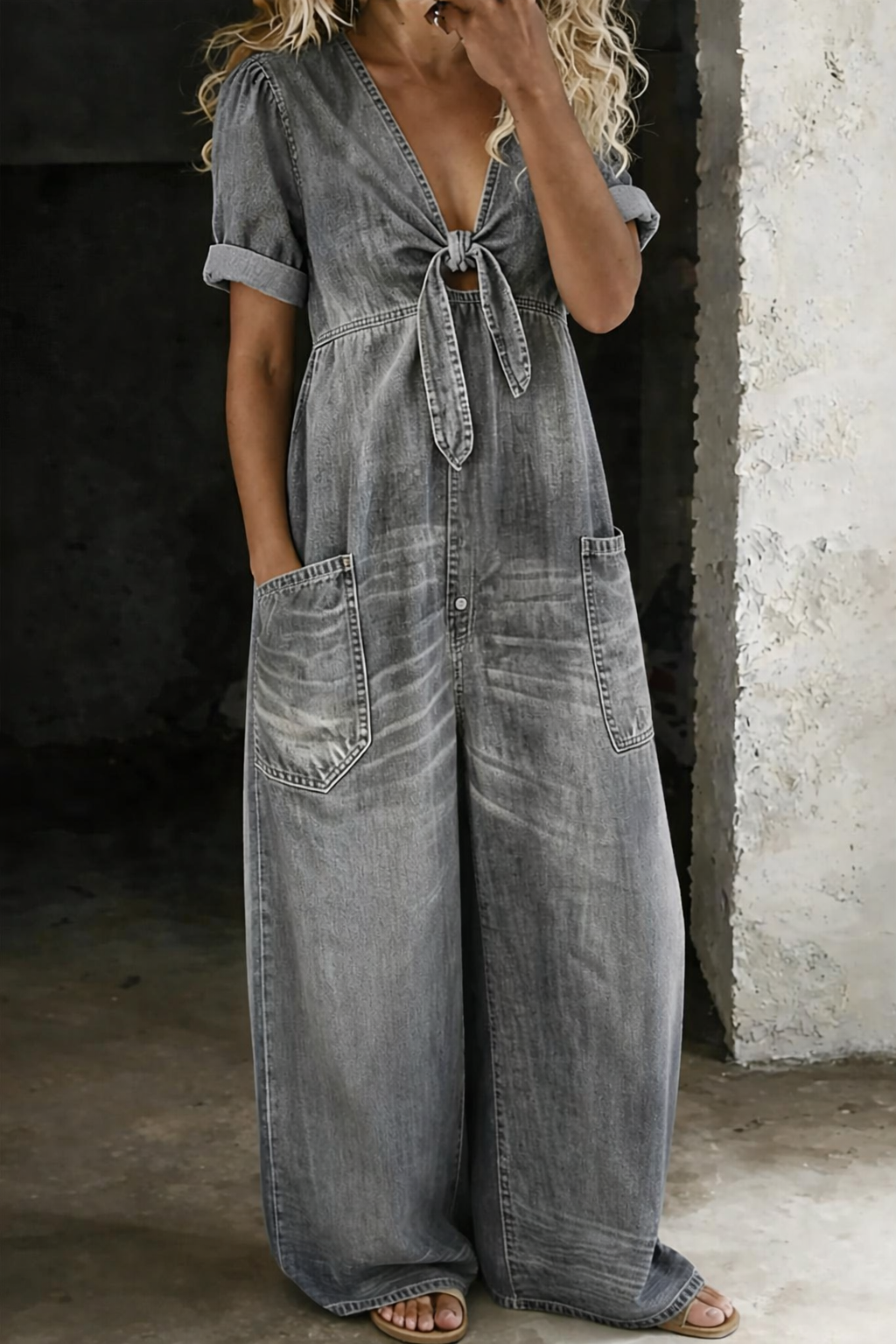 ✨ Maya™ | Tuta in Denim con Scollo a V ✨