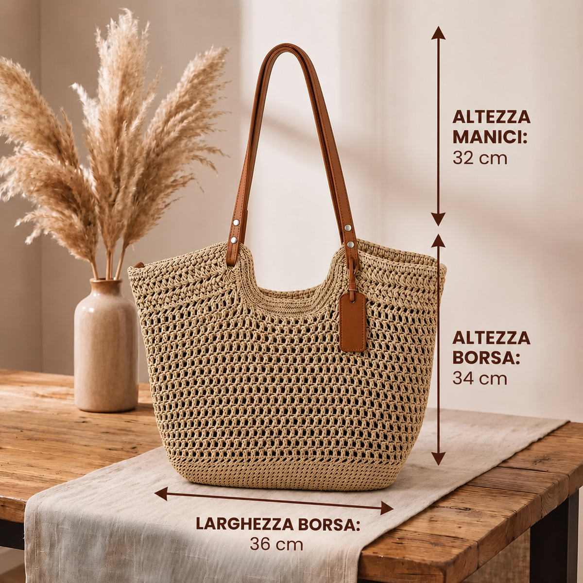 Gioia | Borsa Shopper Intrecciata a Mano all'Uncinetto