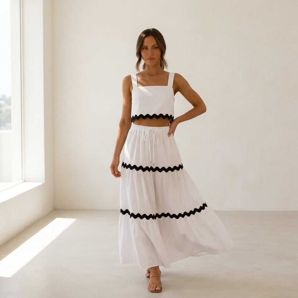 ✨ Riviera™ | Completo Gonna Midi + Top Ondulato 🇮🇹