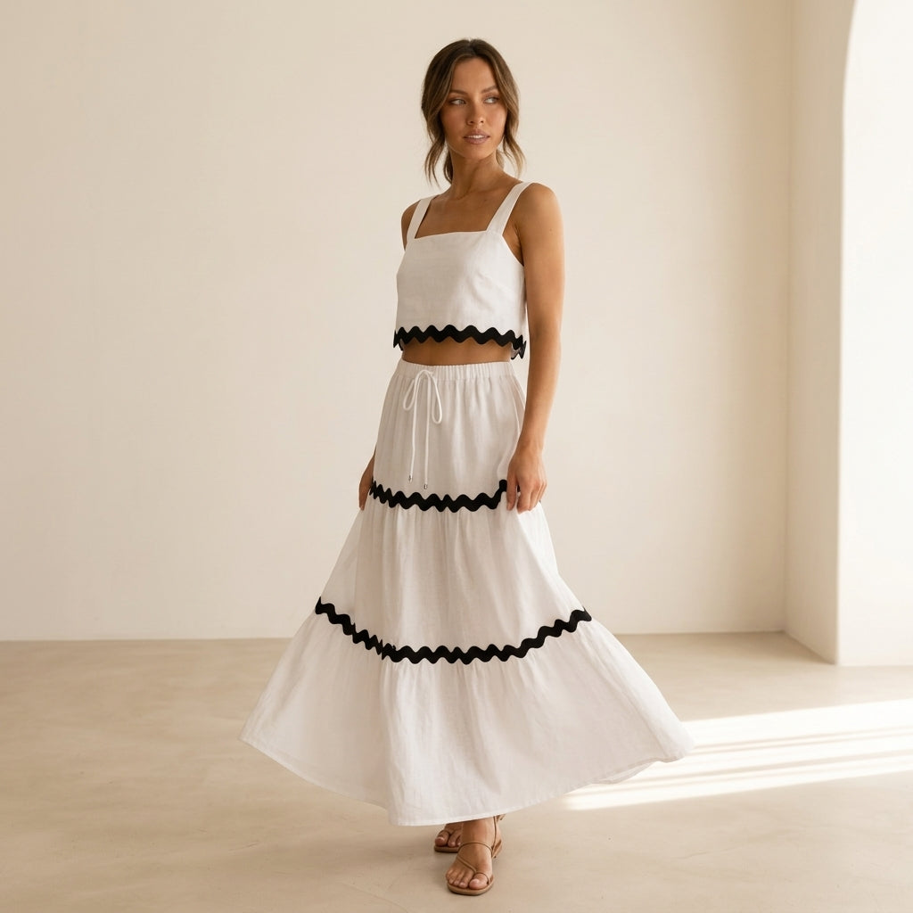 ✨ Riviera™ | Completo Gonna Midi + Top Ondulato 🇮🇹