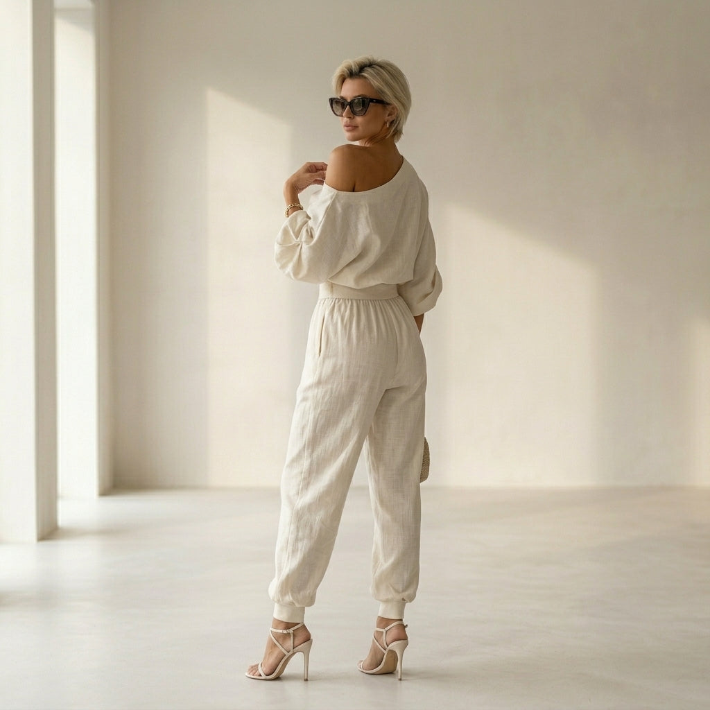 ✨ Completo in Lino Off-White 🇮🇹