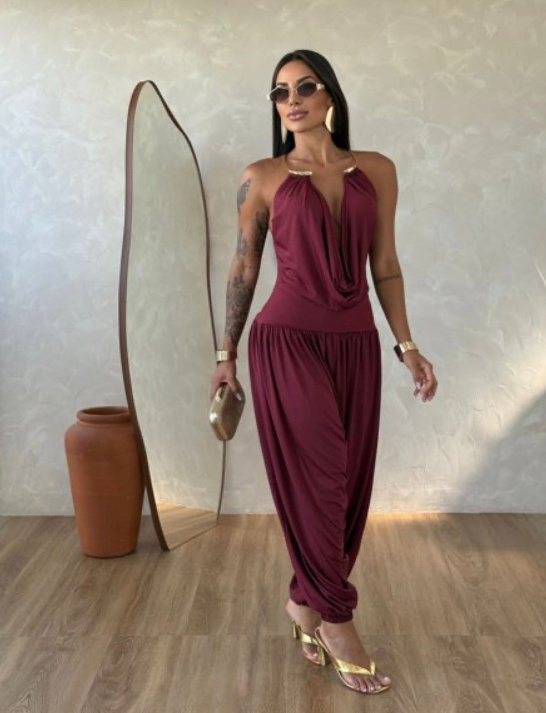Gioia™ | Tuta Drappeggiata Elegante – Fascino Senza Tempo