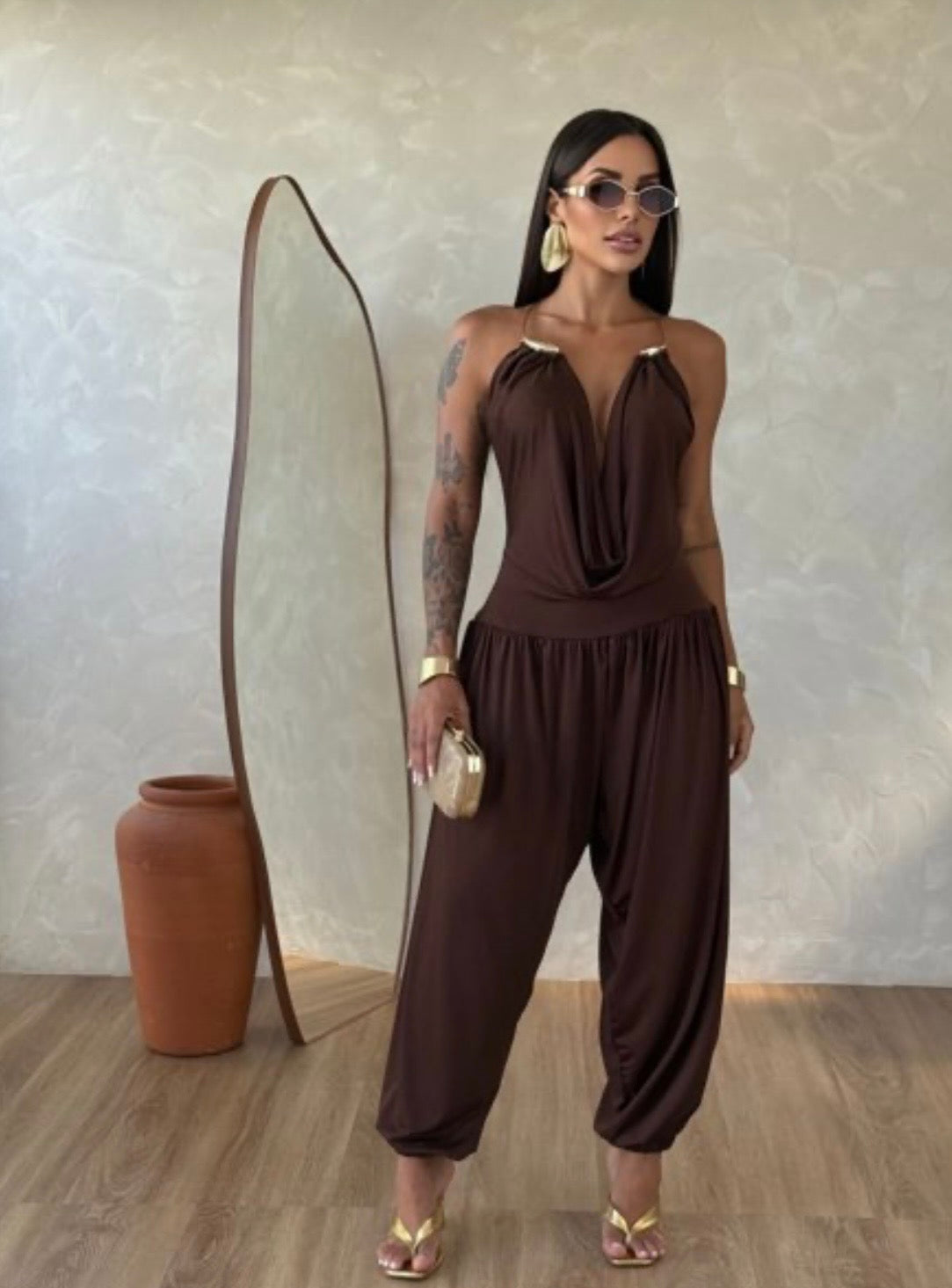 Gioia™ | Tuta Drappeggiata Elegante – Fascino Senza Tempo