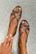 Sandali slingback effetto serpente bassi Bronzo a punta aperta