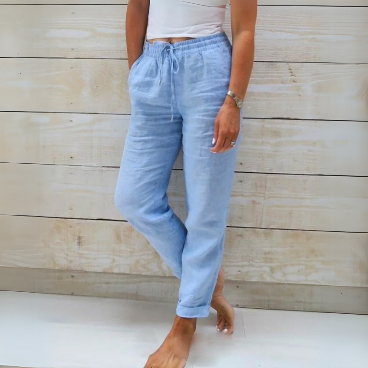 Allison - Pantaloni Tailored in Lino e Cotone di Lusso