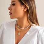 Set di Collane a Strati Parel & Occhio Maligno – Ciondolo Sole Boho