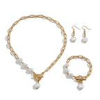 Set di Collana, Bracciale e Orecchini in Perle Paperclip Eleganti