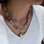 Collana con Perline di Vetro a Forma di Cuore