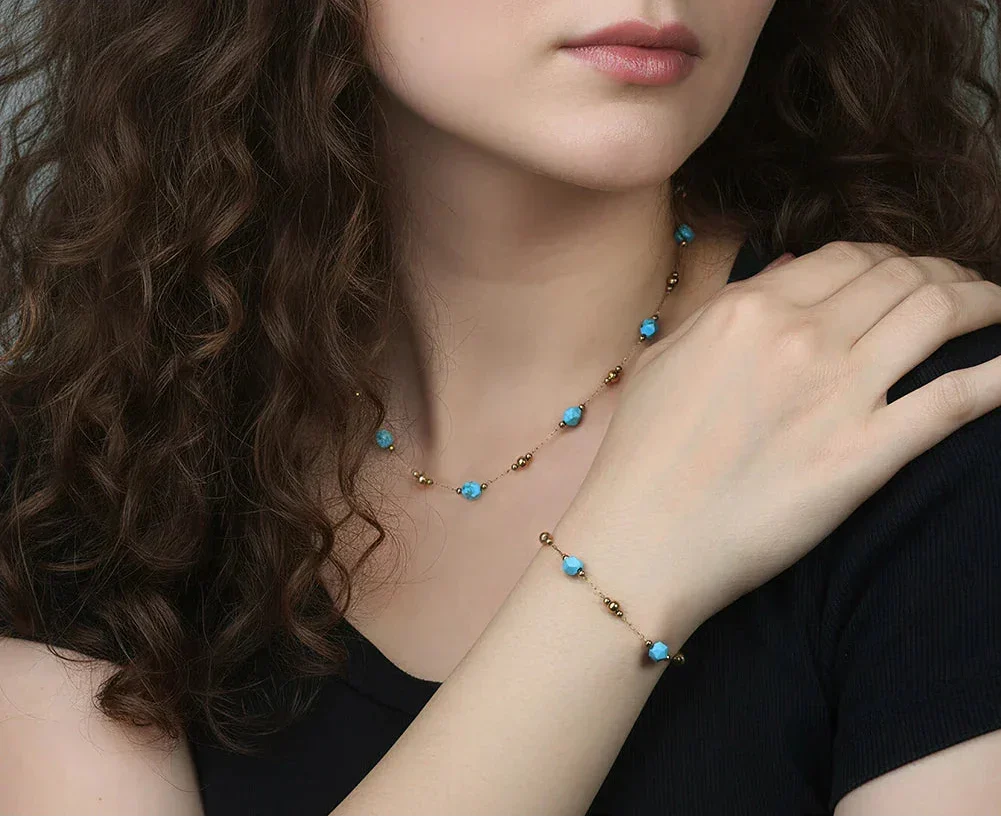 Collana e bracciale Choker Turchese