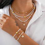 Set di gioielli con stelle marine e perline - 6 pezzi