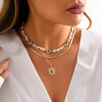 Set di Collane a Strati Parel & Occhio Maligno – Ciondolo Sole Boho