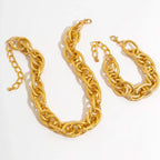 Set di Bracciale e Collana a Doppia Catena Intrecciata Bold Chunky