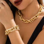 Set di Bracciale e Collana a Doppia Catena Intrecciata Bold Chunky