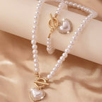 Set di bracciale e collana con pendente a cuore in perline da 2 pezzi