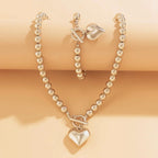 Set di bracciale e collana con pendente a cuore in perline da 2 pezzi
