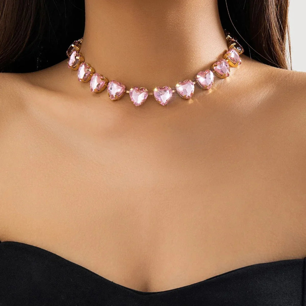 Collana Choker Cuore di Cristallo