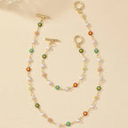 Bracciale e Collana Set di Perle Floreali Primaverili Delicate