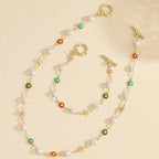 Bracciale e Collana Set di Perle Floreali Primaverili Delicate