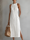 ✨ Angeles™ | Abito Midi in Lino con Collo Coreano 🇮🇹