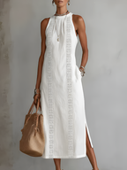 ✨ Angeles™ | Abito Midi in Lino con Collo Coreano 🇮🇹