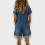 ✨ Joan™ | Salopette Corta in Cotone Effetto Denim ✨