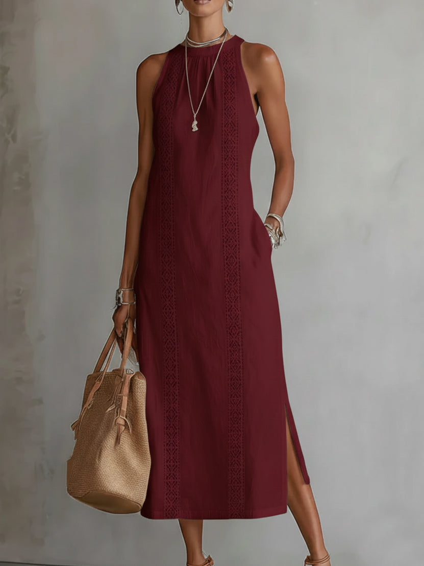 ✨ Angeles™ | Abito Midi in Lino con Collo Coreano 🇮🇹