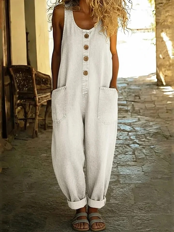 ✨ Ruth™ | Salopette Vintage in Cotone Effetto Denim Lavato ✨