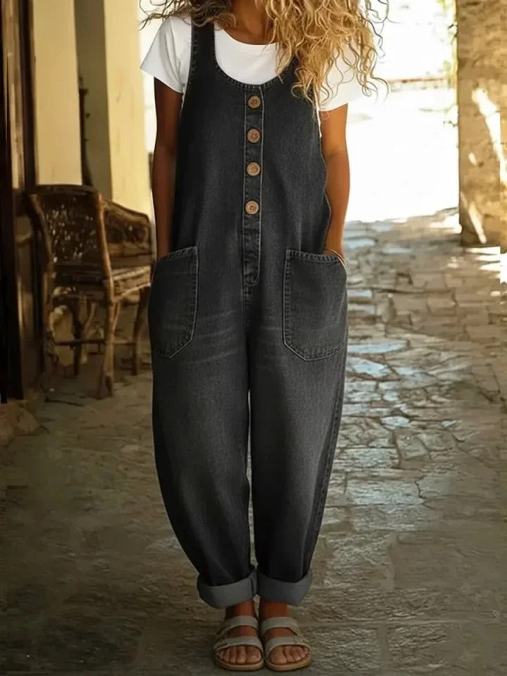 ✨ Ruth™ | Salopette Vintage in Cotone Effetto Denim Lavato ✨