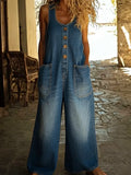 ✨ Ruth™ | Salopette Vintage in Cotone Effetto Denim Lavato ✨