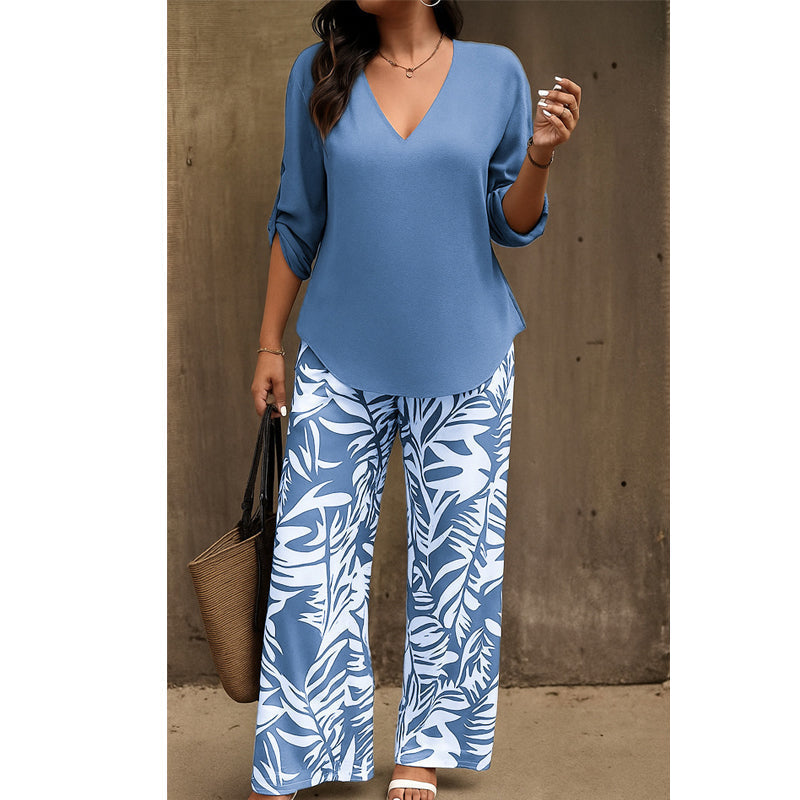 ✨ Liwia™ | Elegante Completo Estivo con Blusa Scollo a V e Pantaloni Fantasia 🇮🇹