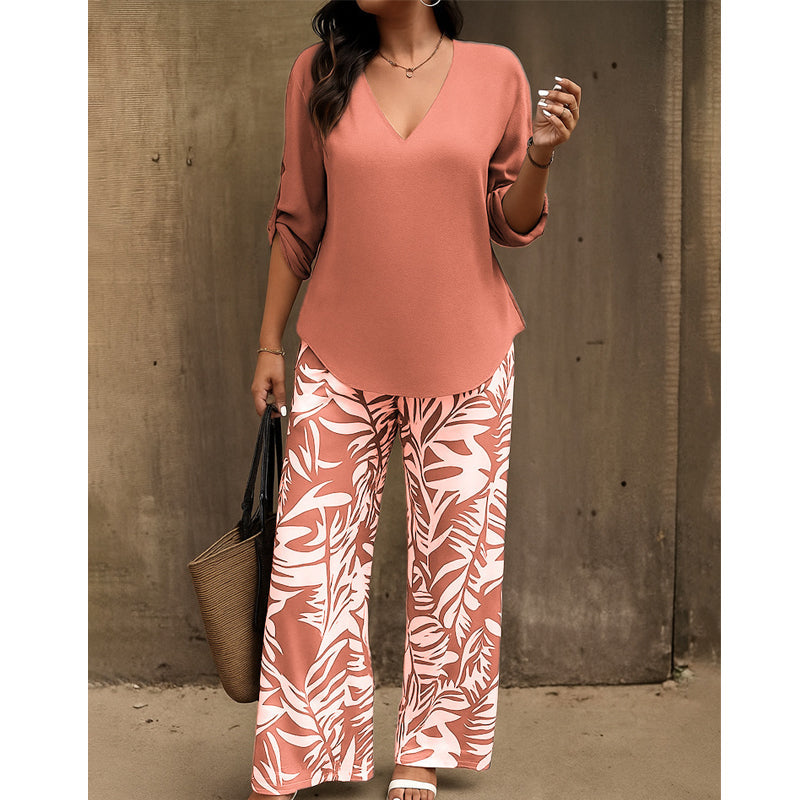 ✨ Liwia™ | Elegante Completo Estivo con Blusa Scollo a V e Pantaloni Fantasia 🇮🇹