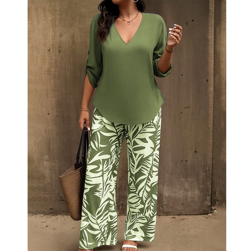 ✨ Liwia™ | Elegante Completo Estivo con Blusa Scollo a V e Pantaloni Fantasia 🇮🇹