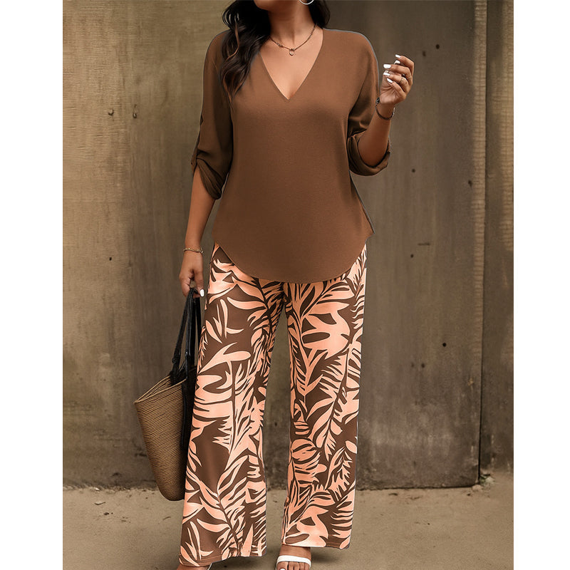 ✨ Liwia™ | Elegante Completo Estivo con Blusa Scollo a V e Pantaloni Fantasia 🇮🇹