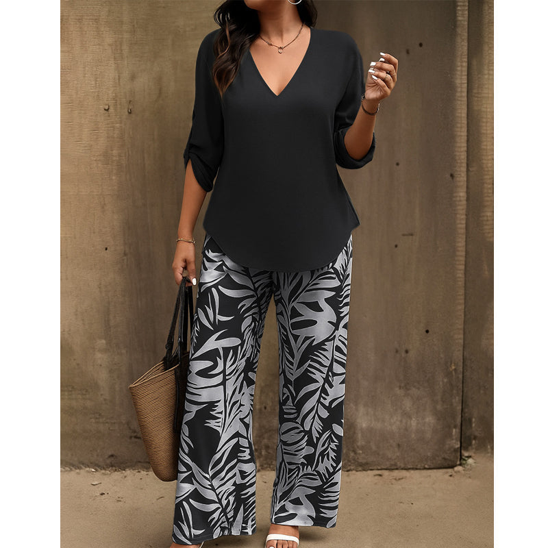 ✨ Liwia™ | Elegante Completo Estivo con Blusa Scollo a V e Pantaloni Fantasia 🇮🇹